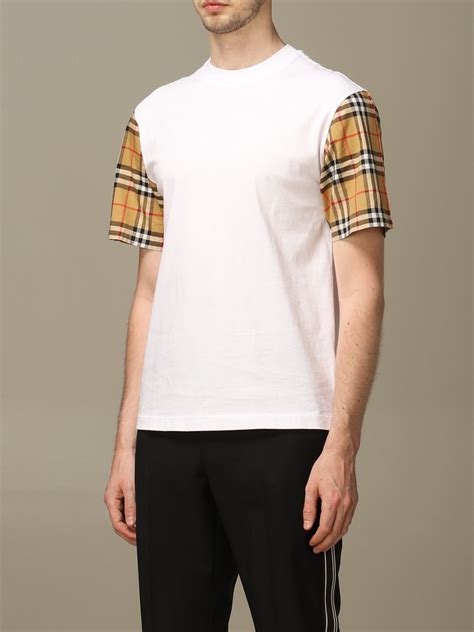 burberry check logo cotton t-shirt white|burberry cotton poplin shirt.